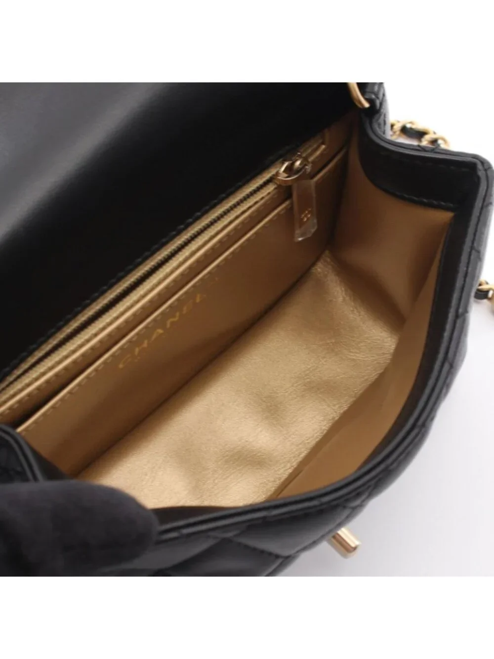 Chanel Shoulder Bag Mini Quilted Black Lambskin Chain